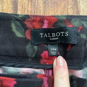 Talbots pants with Red and Green Floral Design